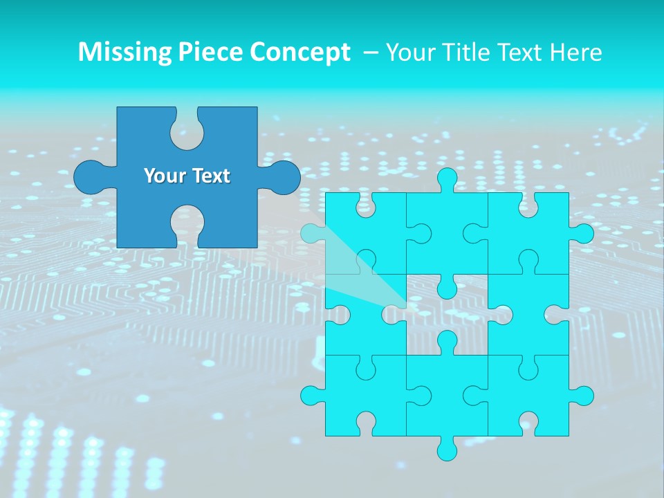 A Computer Circuit Board With Blue Lights On It PowerPoint Template
