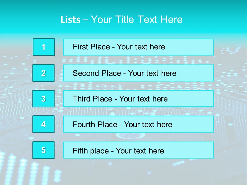A Computer Circuit Board With Blue Lights On It PowerPoint Template