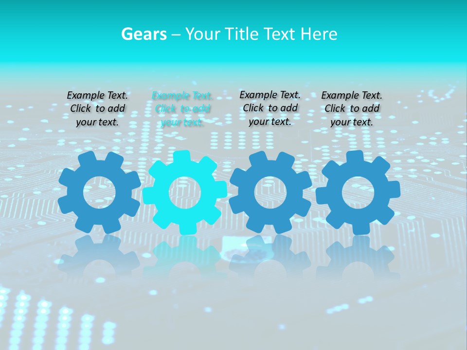 A Computer Circuit Board With Blue Lights On It PowerPoint Template