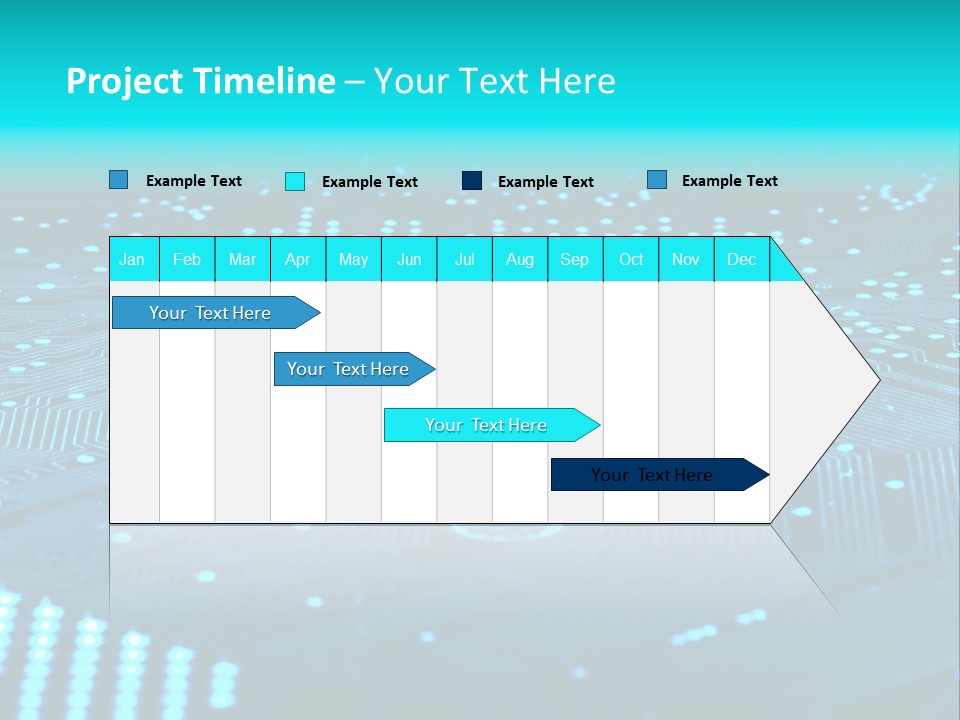 A Computer Circuit Board With Blue Lights On It PowerPoint Template