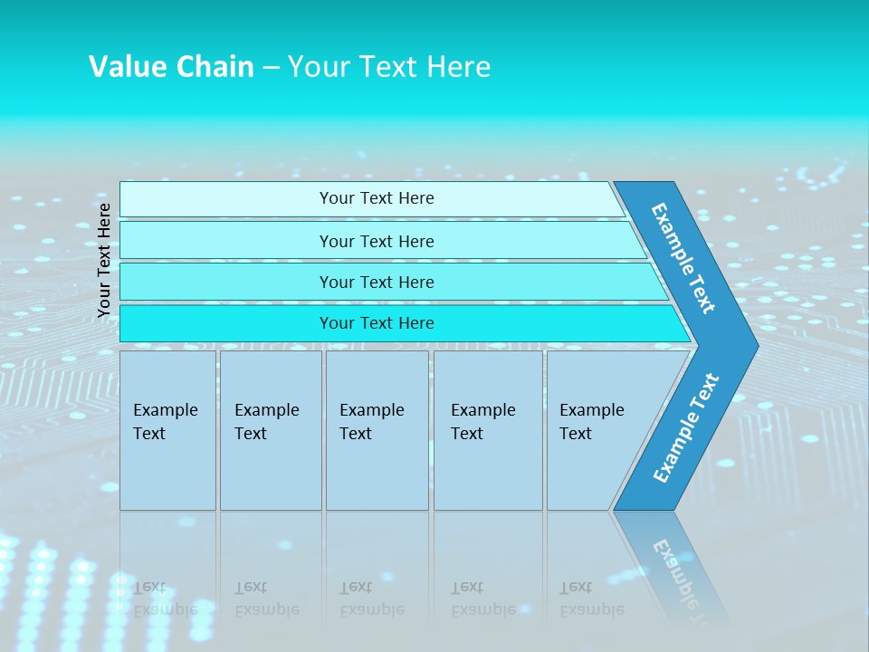 A Computer Circuit Board With Blue Lights On It PowerPoint Template