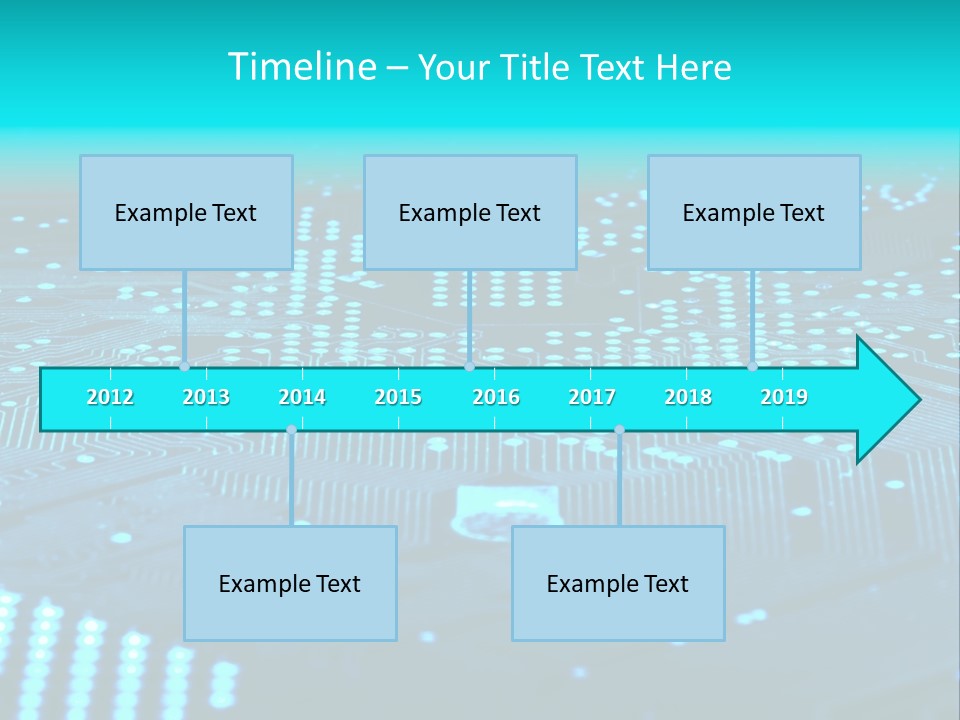 A Computer Circuit Board With Blue Lights On It PowerPoint Template