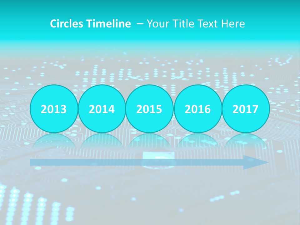A Computer Circuit Board With Blue Lights On It PowerPoint Template