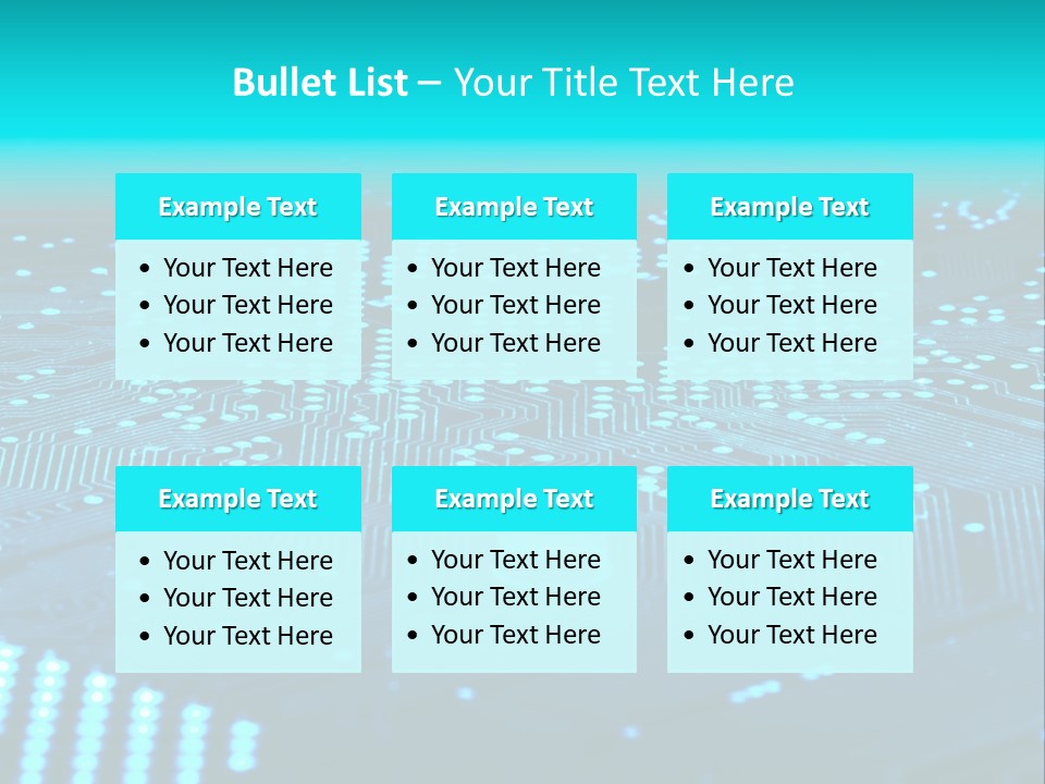 A Computer Circuit Board With Blue Lights On It PowerPoint Template