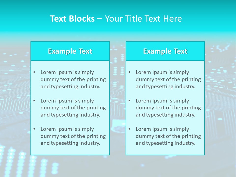 A Computer Circuit Board With Blue Lights On It PowerPoint Template
