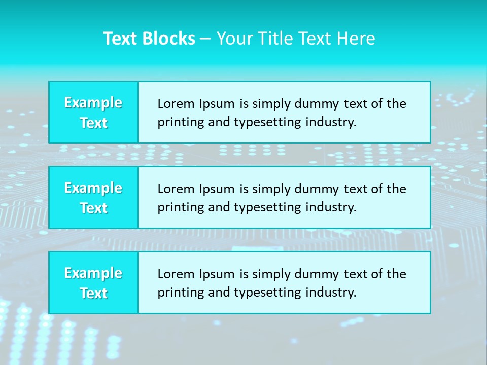 A Computer Circuit Board With Blue Lights On It PowerPoint Template