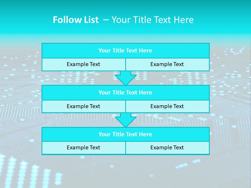 A Computer Circuit Board With Blue Lights On It PowerPoint Template