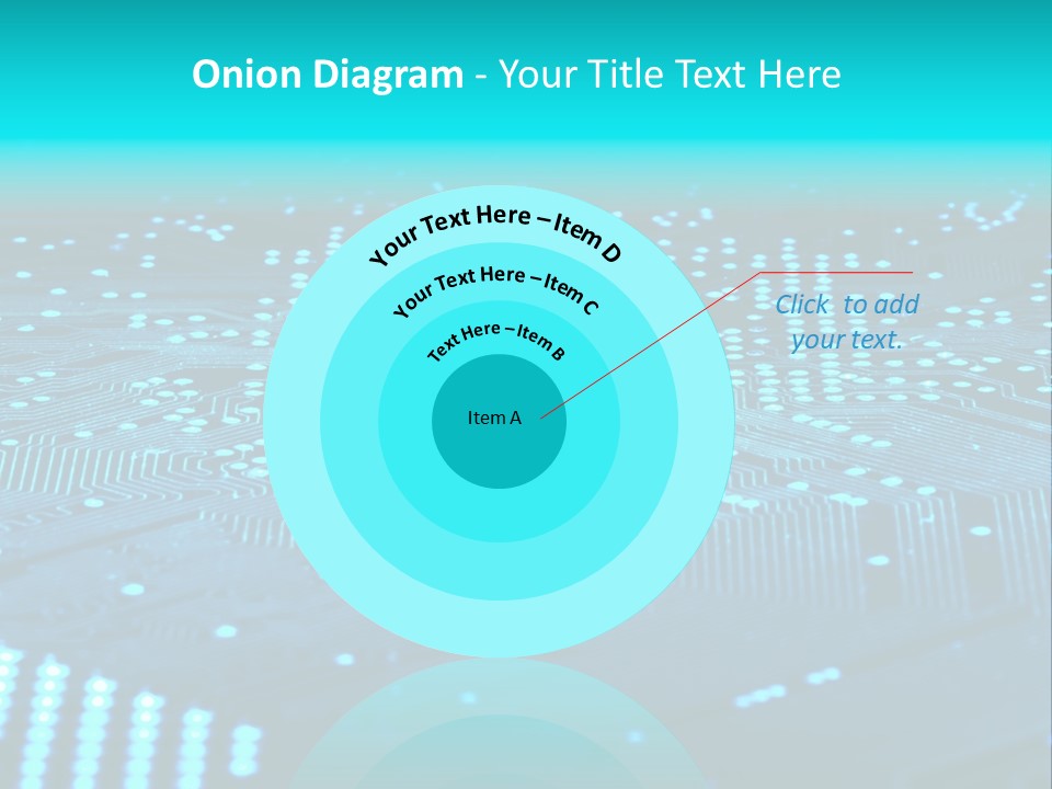 A Computer Circuit Board With Blue Lights On It PowerPoint Template