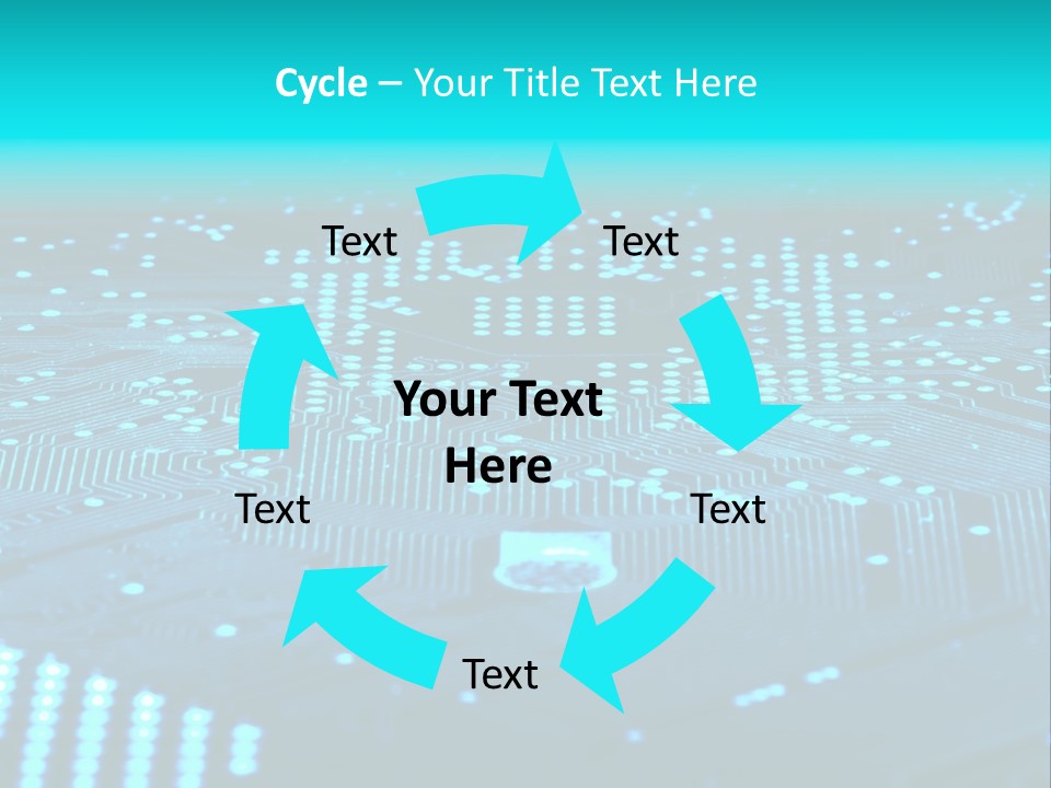 A Computer Circuit Board With Blue Lights On It PowerPoint Template