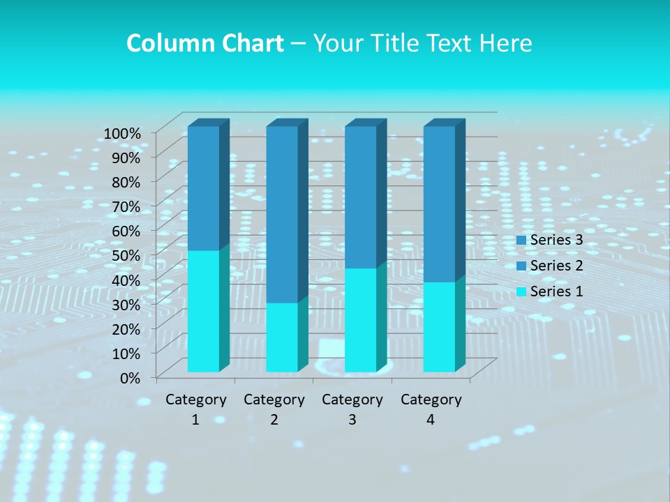 A Computer Circuit Board With Blue Lights On It PowerPoint Template