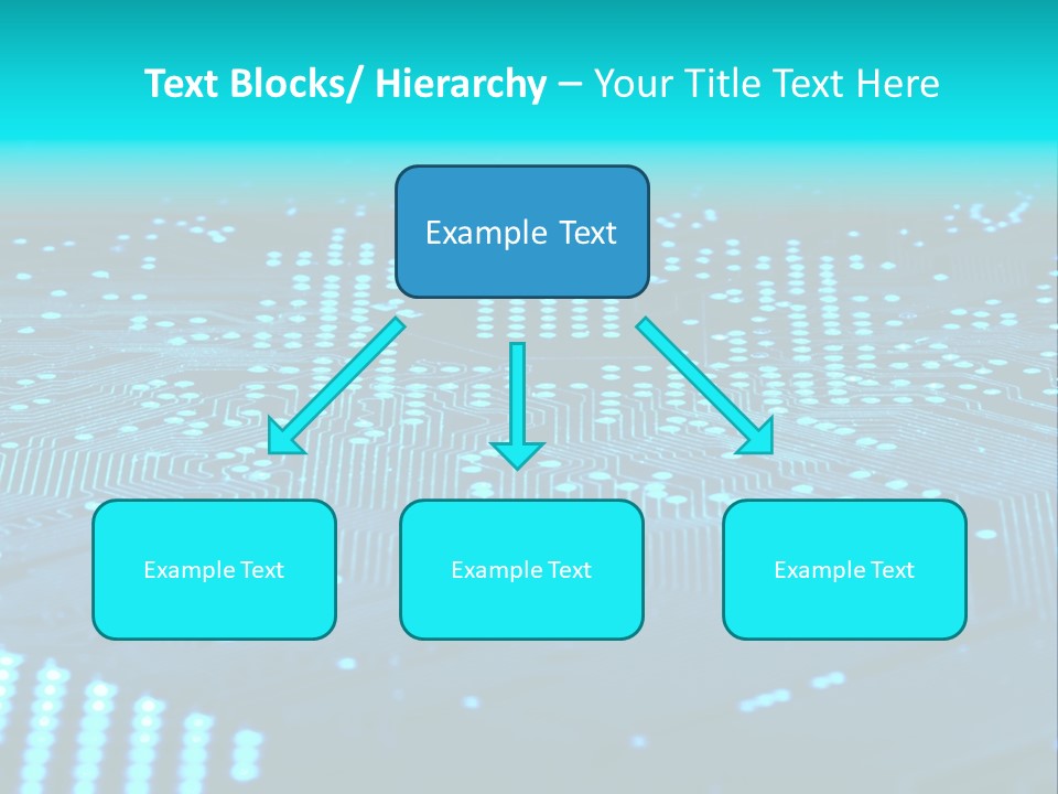 A Computer Circuit Board With Blue Lights On It PowerPoint Template