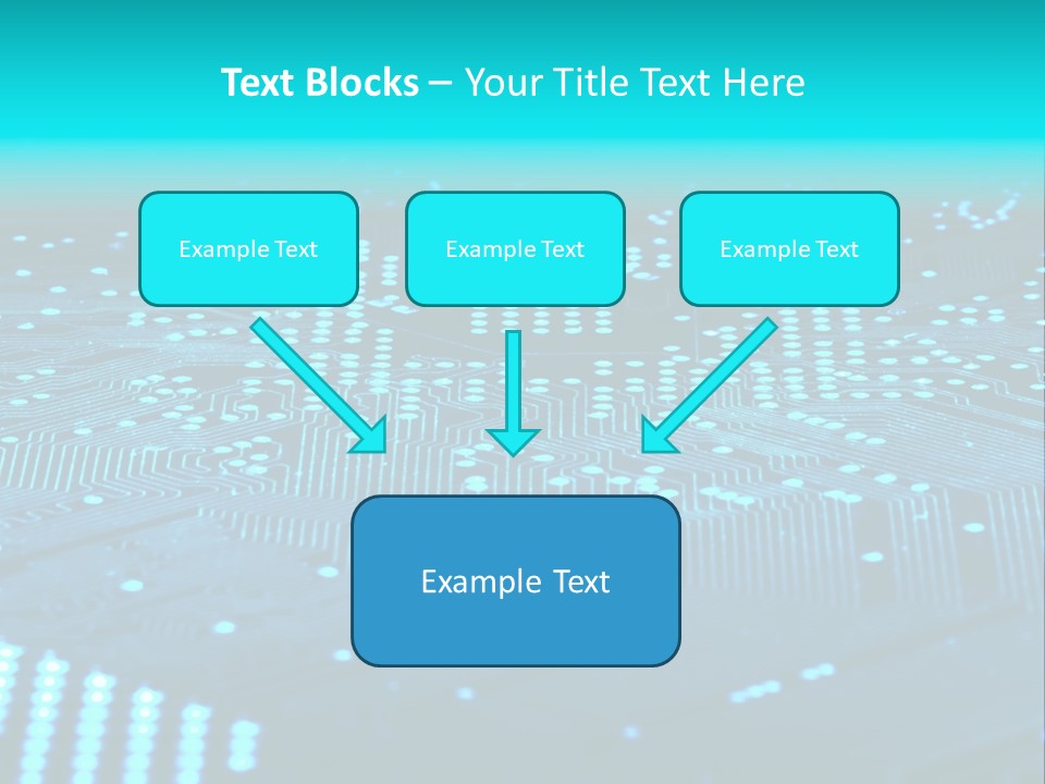 A Computer Circuit Board With Blue Lights On It PowerPoint Template