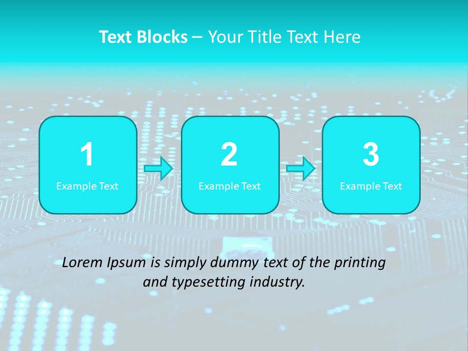 A Computer Circuit Board With Blue Lights On It PowerPoint Template