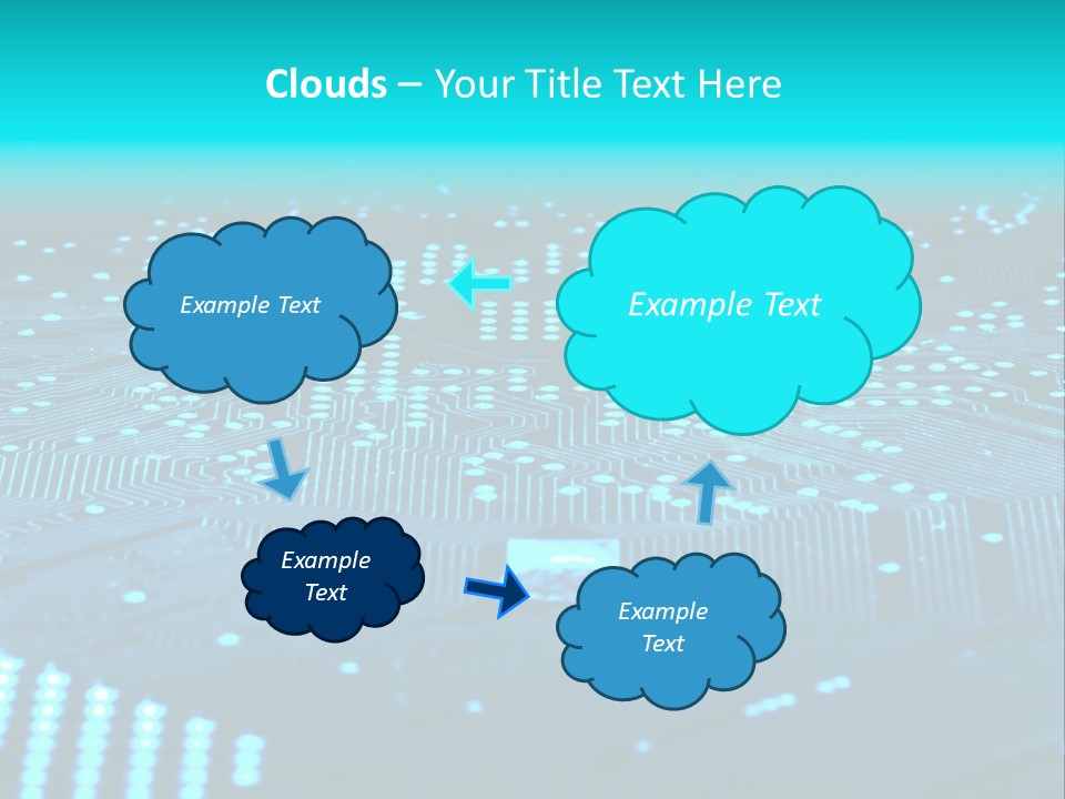 A Computer Circuit Board With Blue Lights On It PowerPoint Template