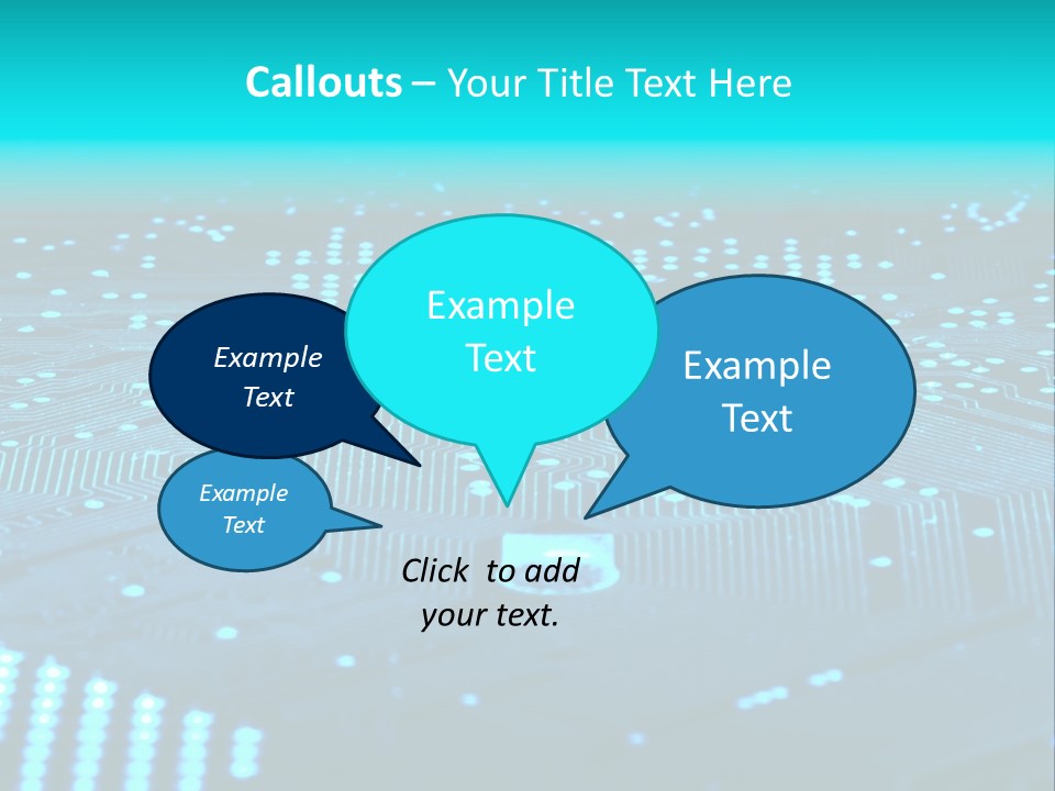 A Computer Circuit Board With Blue Lights On It PowerPoint Template