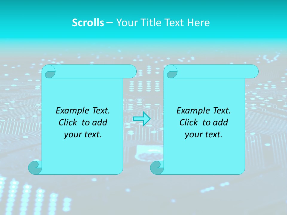 A Computer Circuit Board With Blue Lights On It PowerPoint Template