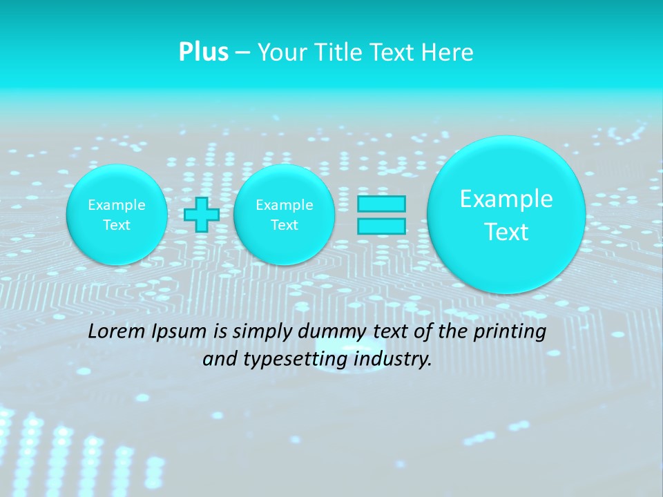 A Computer Circuit Board With Blue Lights On It PowerPoint Template