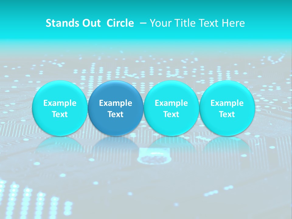 A Computer Circuit Board With Blue Lights On It PowerPoint Template