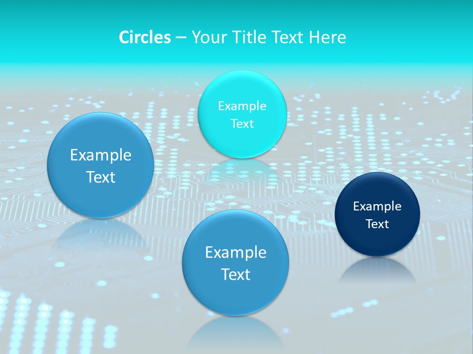 A Computer Circuit Board With Blue Lights On It PowerPoint Template