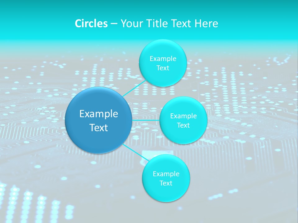A Computer Circuit Board With Blue Lights On It PowerPoint Template