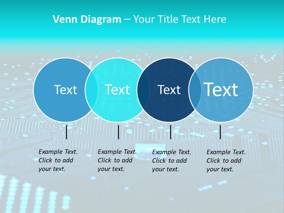 A Computer Circuit Board With Blue Lights On It PowerPoint Template