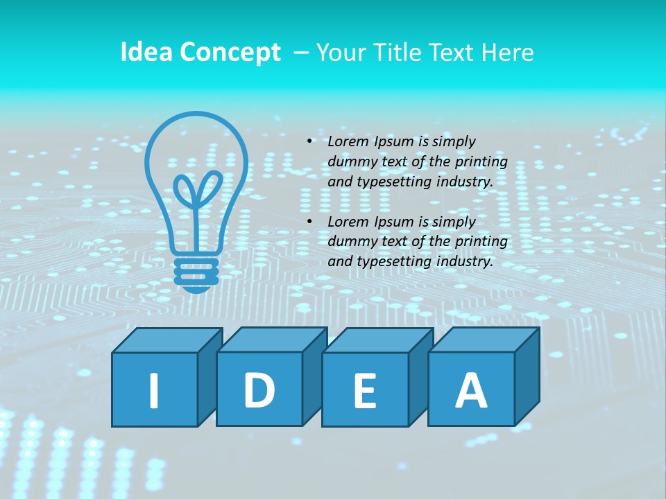 A Computer Circuit Board With Blue Lights On It PowerPoint Template