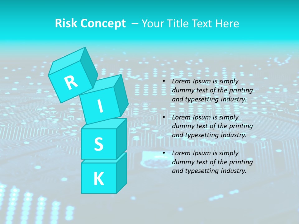 A Computer Circuit Board With Blue Lights On It PowerPoint Template