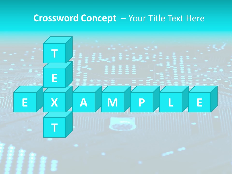 A Computer Circuit Board With Blue Lights On It PowerPoint Template