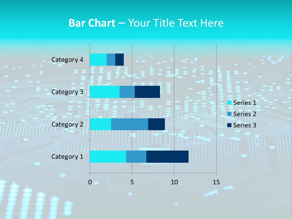 A Computer Circuit Board With Blue Lights On It PowerPoint Template