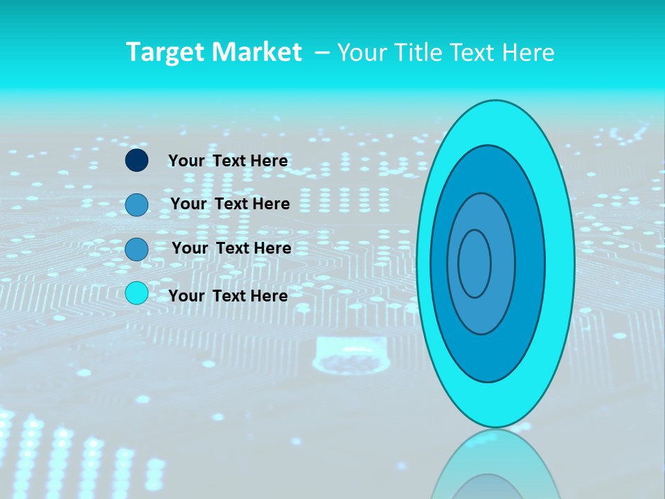 A Computer Circuit Board With Blue Lights On It PowerPoint Template