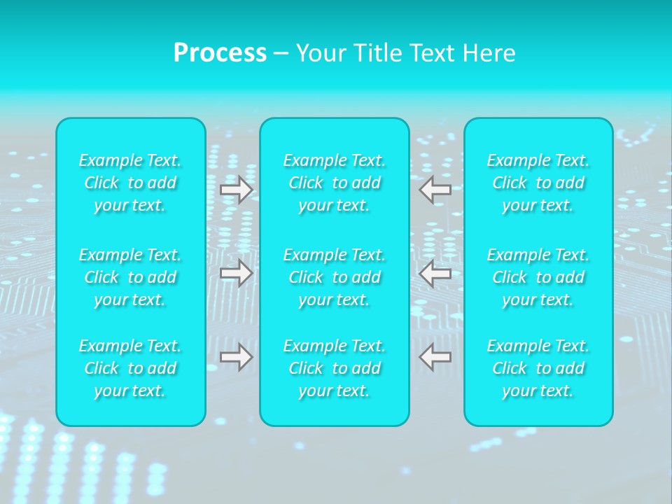 A Computer Circuit Board With Blue Lights On It PowerPoint Template