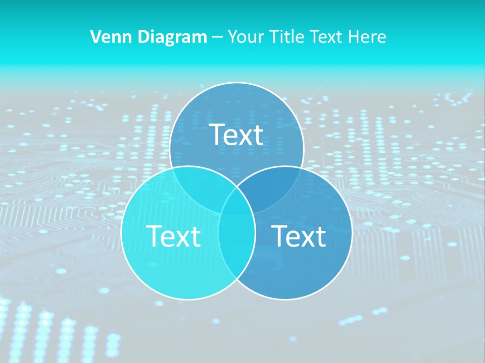 A Computer Circuit Board With Blue Lights On It PowerPoint Template