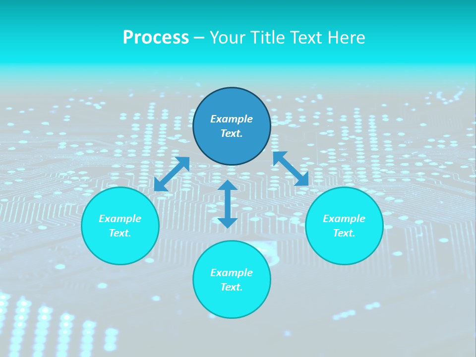 A Computer Circuit Board With Blue Lights On It PowerPoint Template