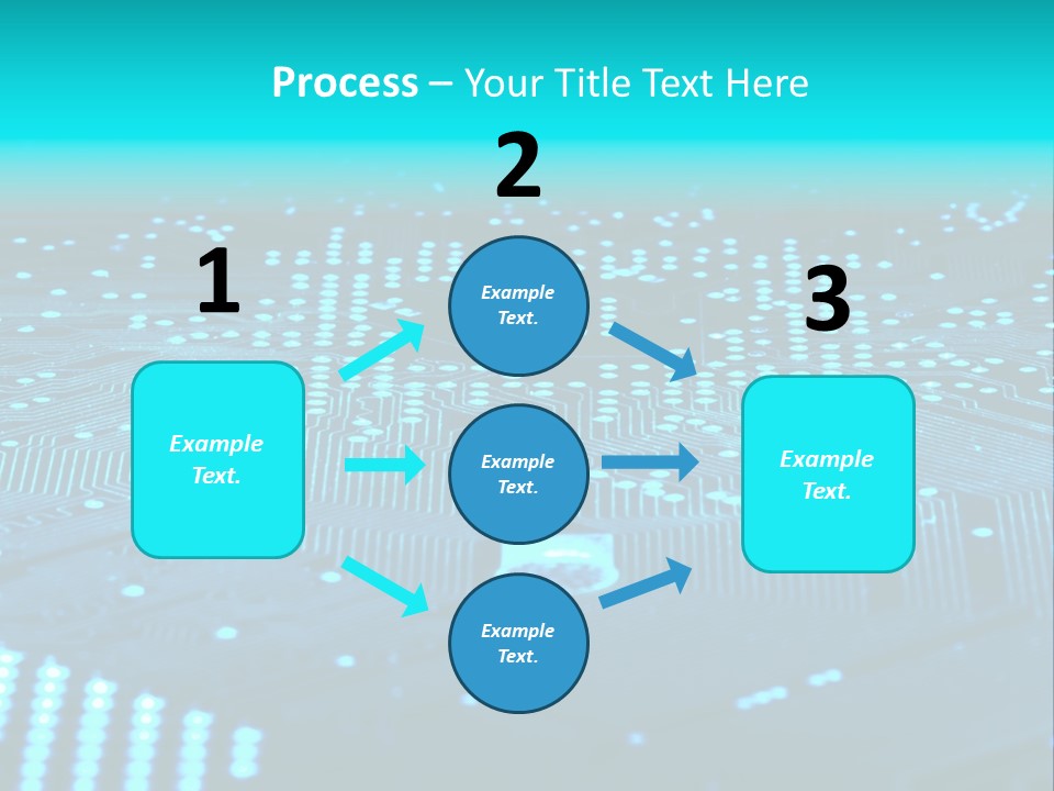 A Computer Circuit Board With Blue Lights On It PowerPoint Template