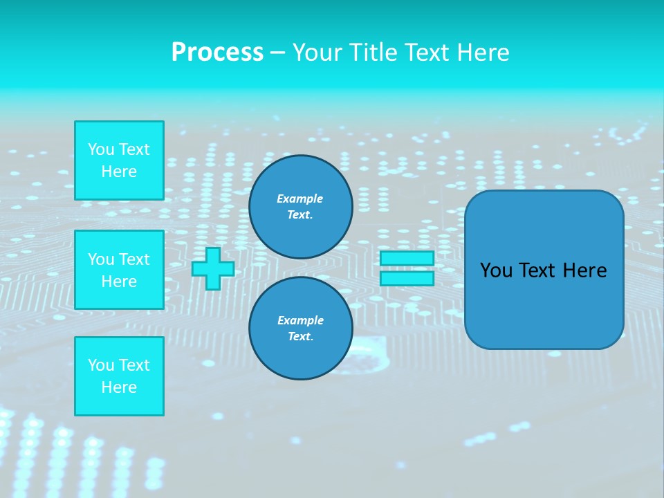 A Computer Circuit Board With Blue Lights On It PowerPoint Template