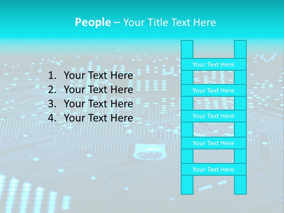 A Computer Circuit Board With Blue Lights On It PowerPoint Template