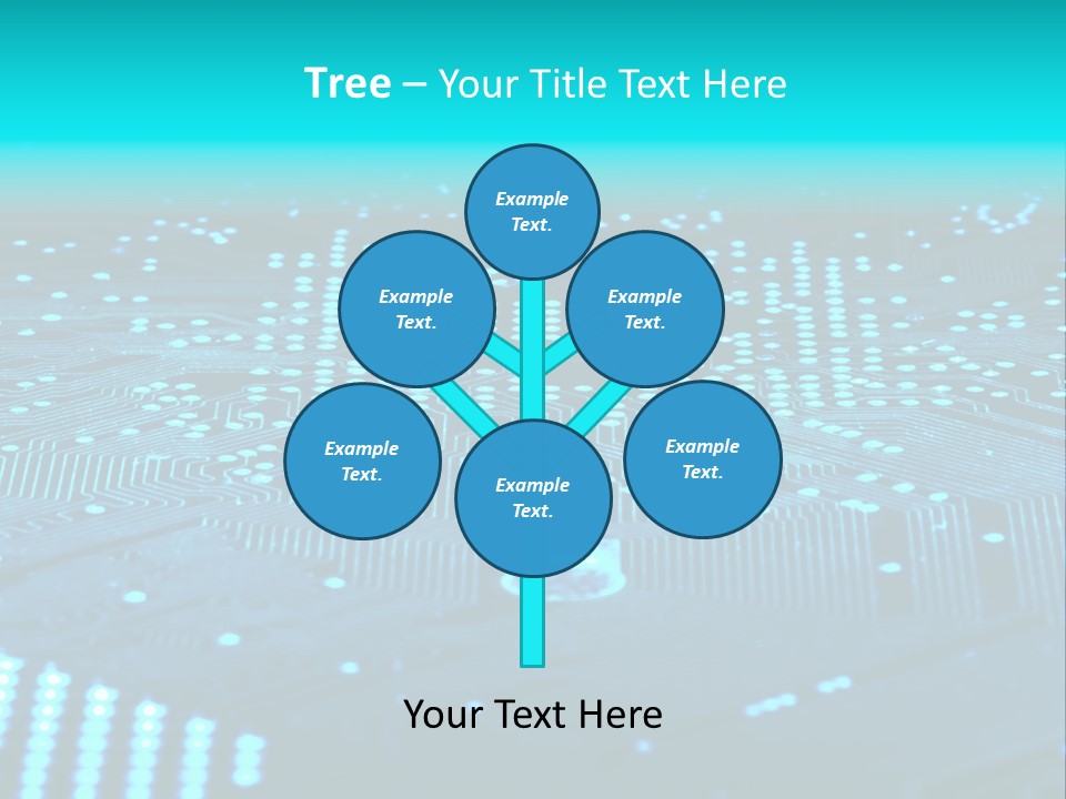 A Computer Circuit Board With Blue Lights On It PowerPoint Template
