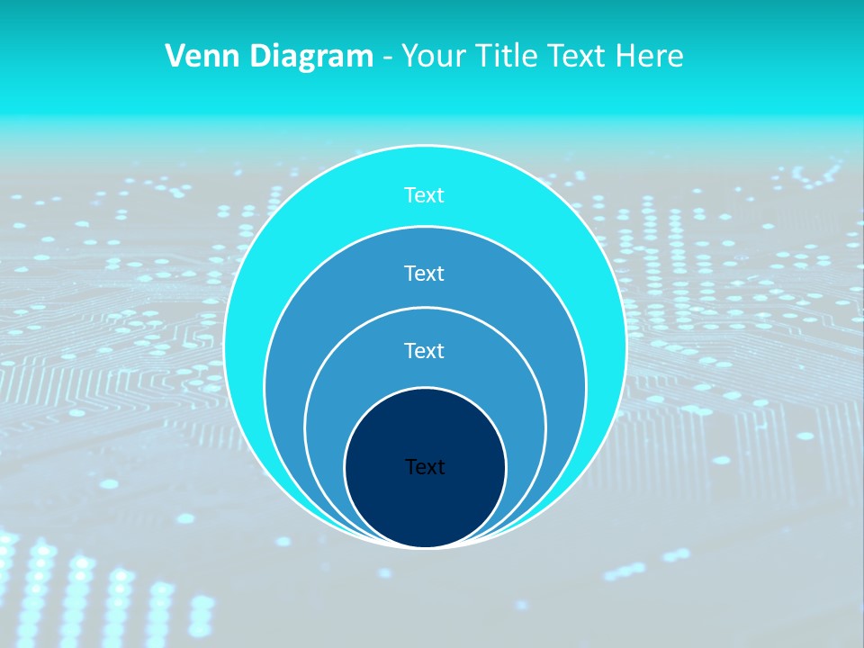 A Computer Circuit Board With Blue Lights On It PowerPoint Template