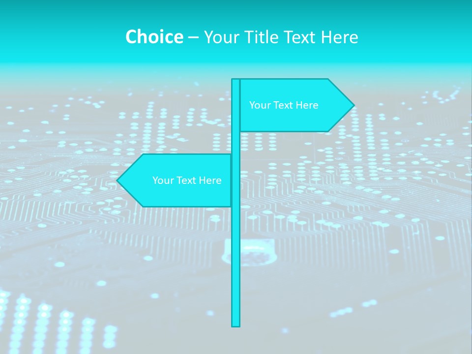 A Computer Circuit Board With Blue Lights On It PowerPoint Template