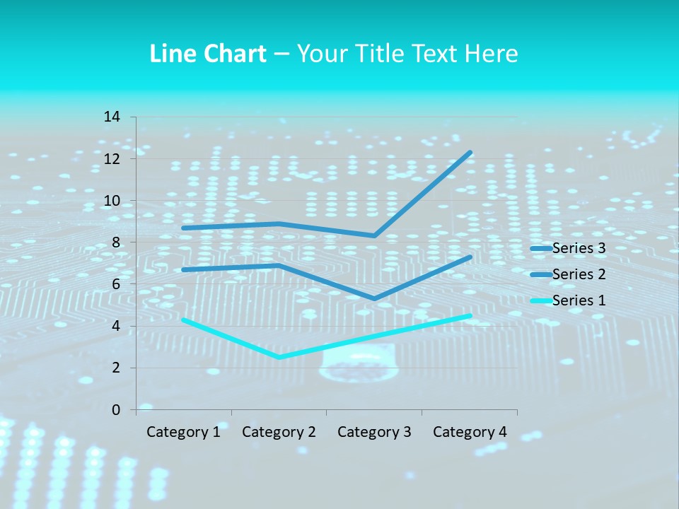 A Computer Circuit Board With Blue Lights On It PowerPoint Template