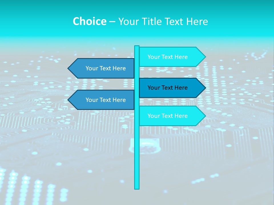 A Computer Circuit Board With Blue Lights On It PowerPoint Template