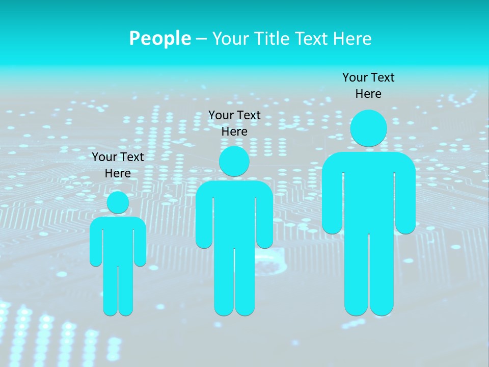 A Computer Circuit Board With Blue Lights On It PowerPoint Template