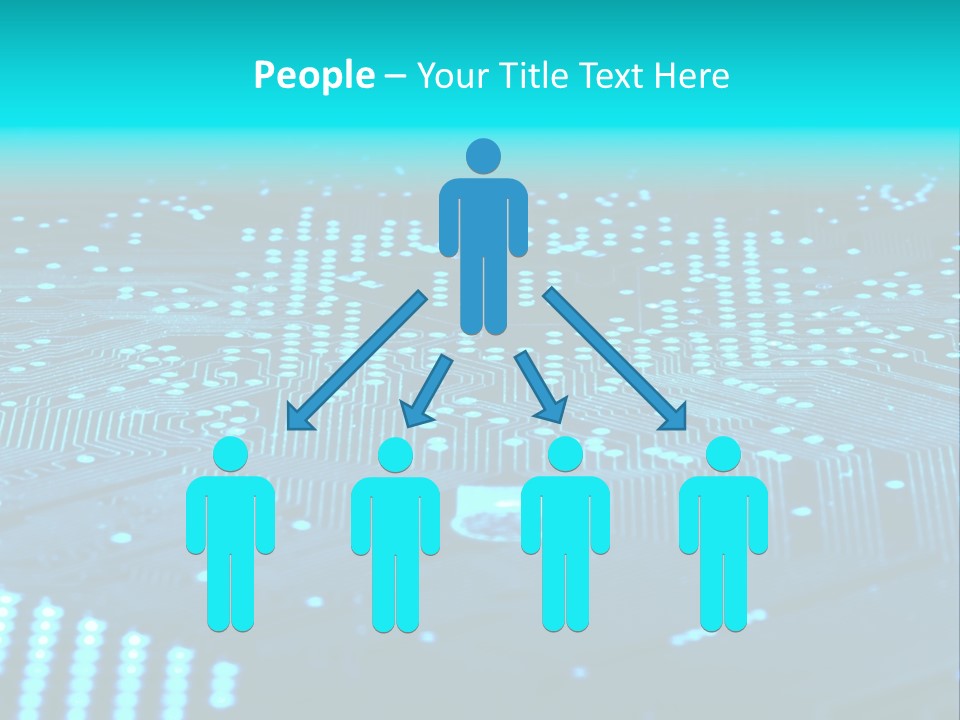 A Computer Circuit Board With Blue Lights On It PowerPoint Template