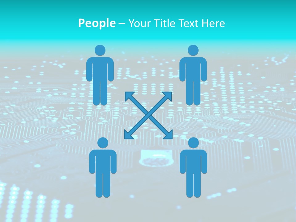 A Computer Circuit Board With Blue Lights On It PowerPoint Template