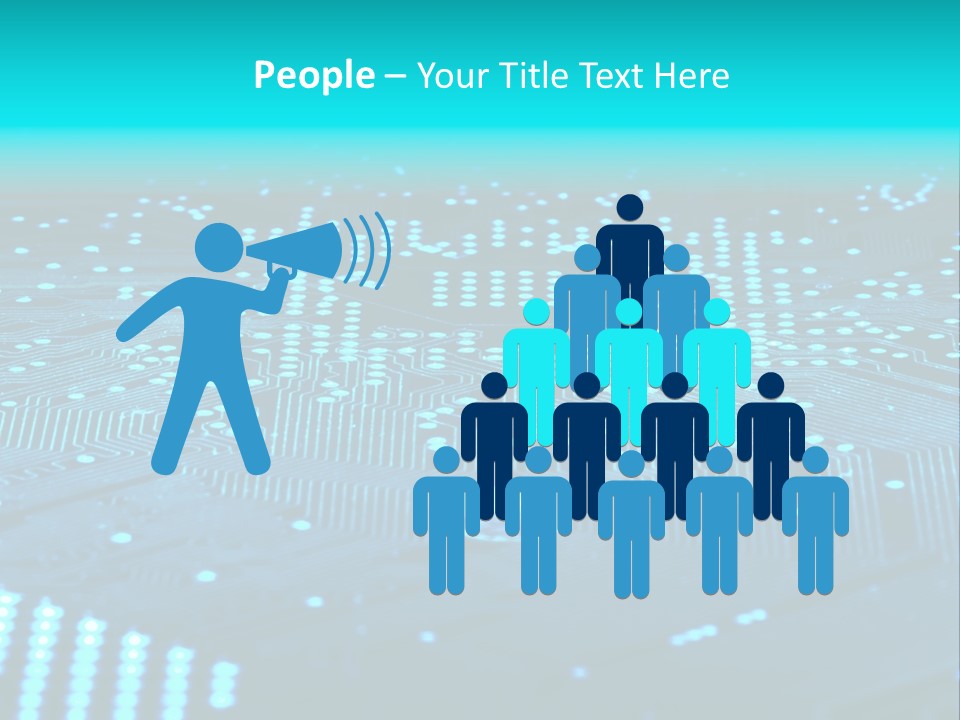 A Computer Circuit Board With Blue Lights On It PowerPoint Template