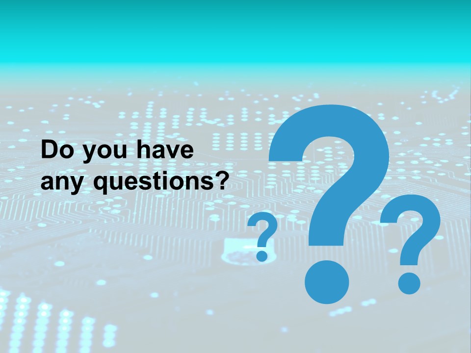 A Computer Circuit Board With Blue Lights On It PowerPoint Template