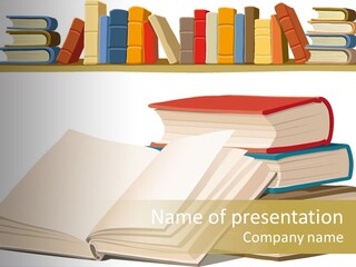 Pile Bookcase Read PowerPoint Template