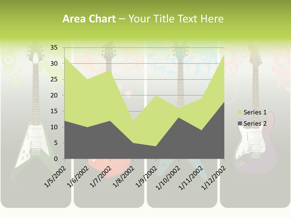 A Group Of Four Guitars With Different Colors PowerPoint Template