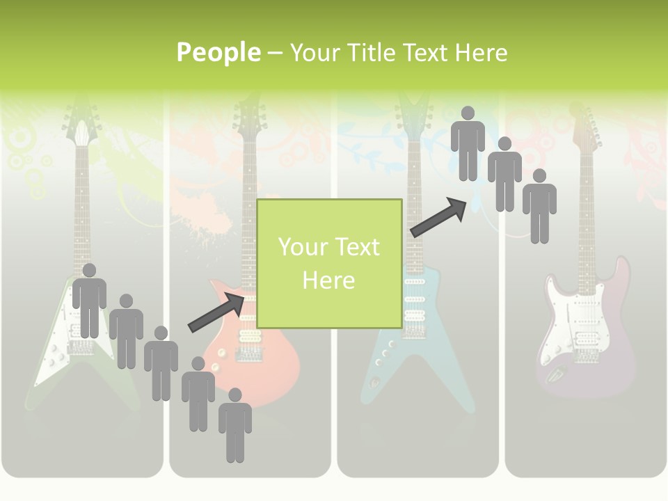 A Group Of Four Guitars With Different Colors PowerPoint Template