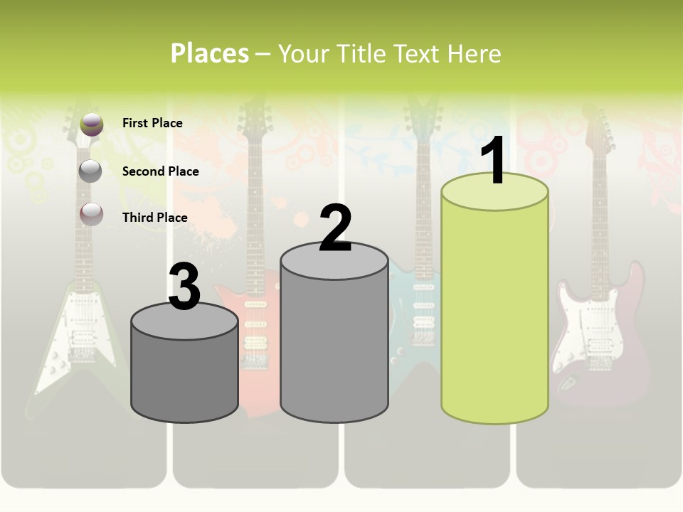 A Group Of Four Guitars With Different Colors PowerPoint Template